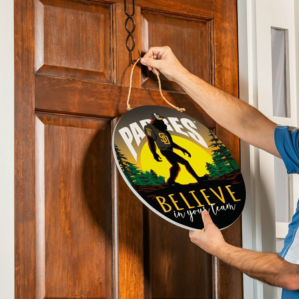 San Diego Padres Bigfoot Round Door Décor with Hanging Rope, 18x18 - MLB Home