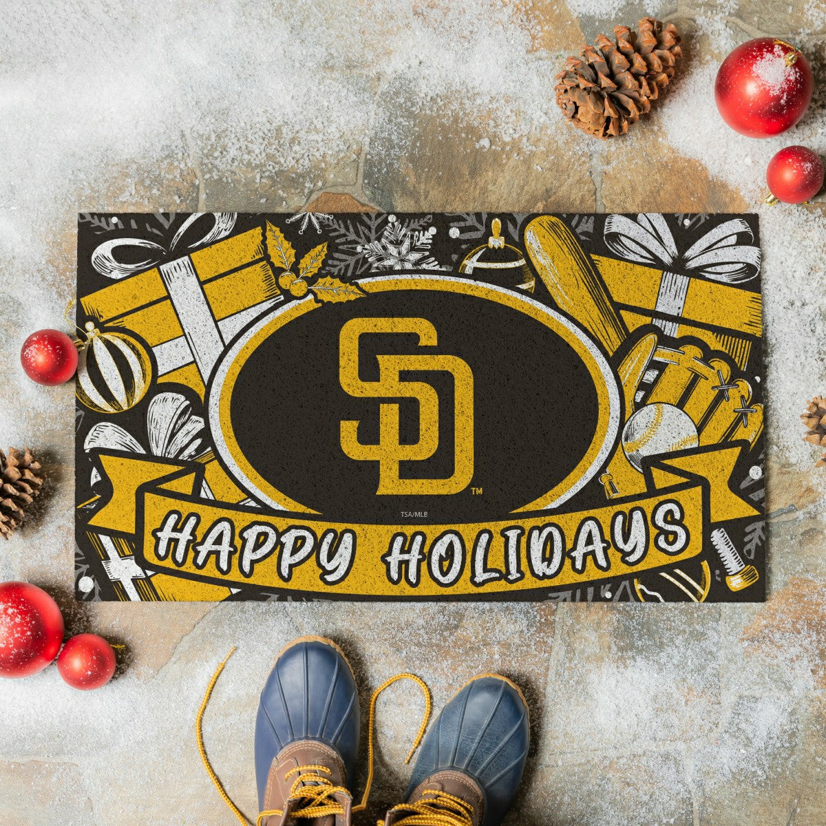 San Diego Padres Holiday PVC Mat, 28"x16" - MLB