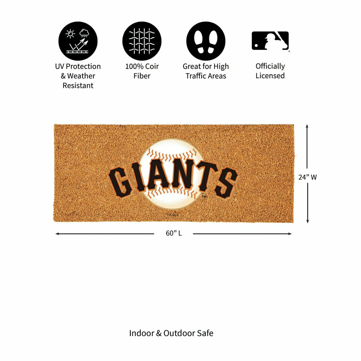 San Francisco Giants Extra Large Full Color Coir Mat, 60"x24" - MLB