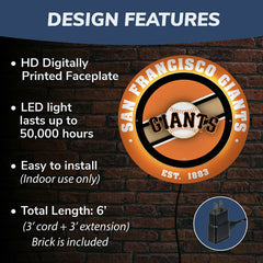 San Francisco Giants, Metal Lite, Round - MLB