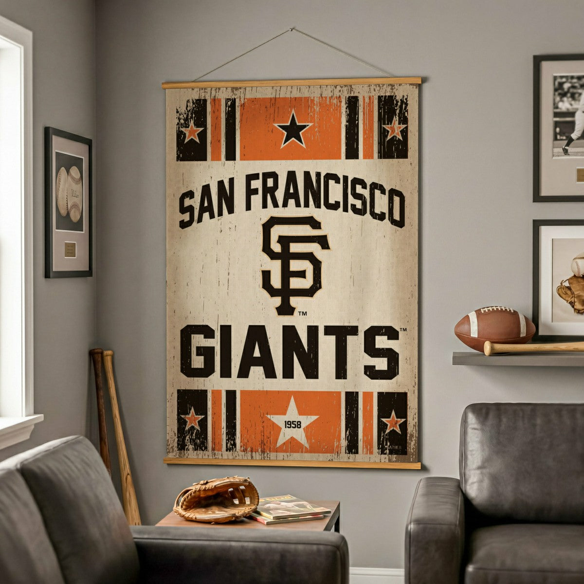 San Francisco Giants, Canvas Wall Tapestry, Large, 54x36 - MLB Home