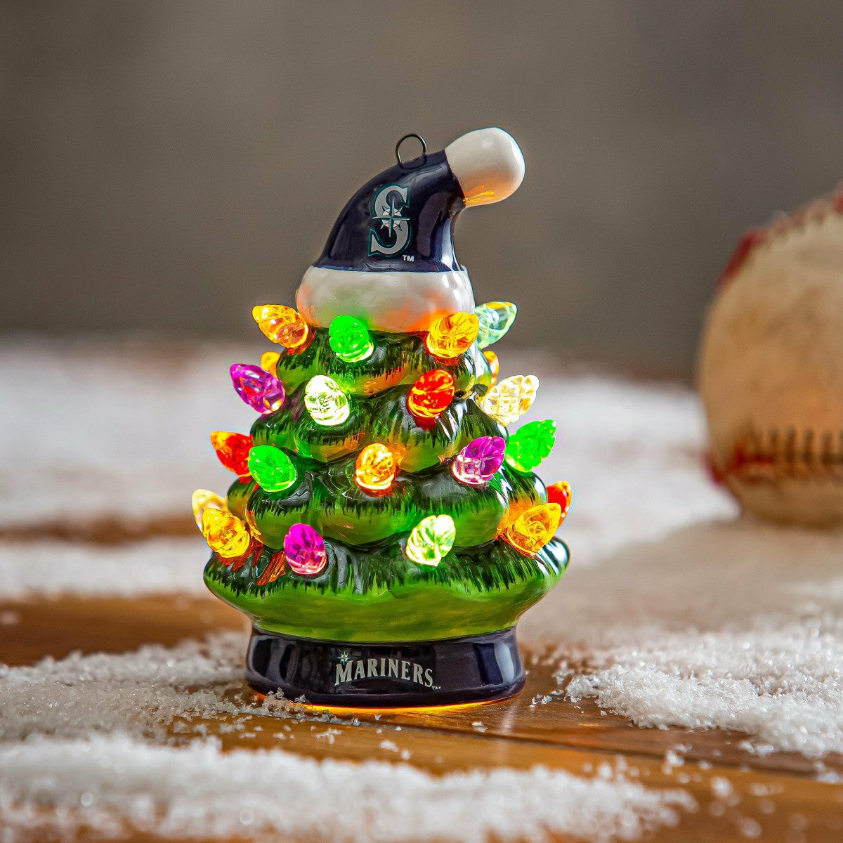 Seattle Mariners 4" Mini LED Tabletop Christmas Tree, Set of 2 - MLB Home