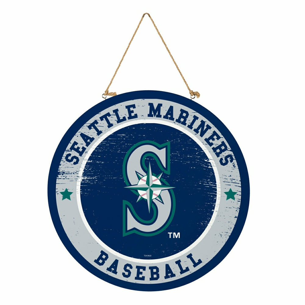 Seattle Mariners Round Door Décor with Hanging Rope, 18x18 - MLB Home