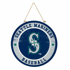 Seattle Mariners Round Door Décor with Hanging Rope, 18x18 - MLB Home