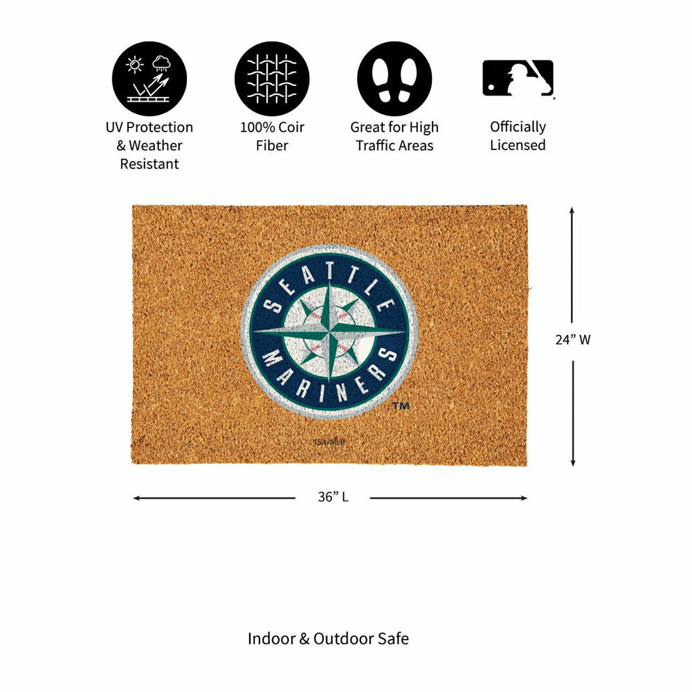 Seattle Mariners Large Full Color Coir Mat, 36"x24" - MLB