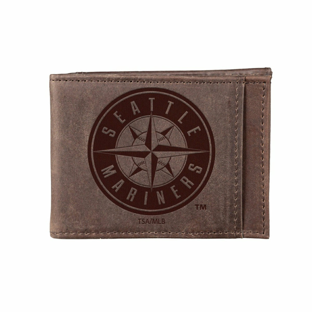 Seattle Mariners Front Pocket Wallet w/ RFID Blocking Brown - MLB Home