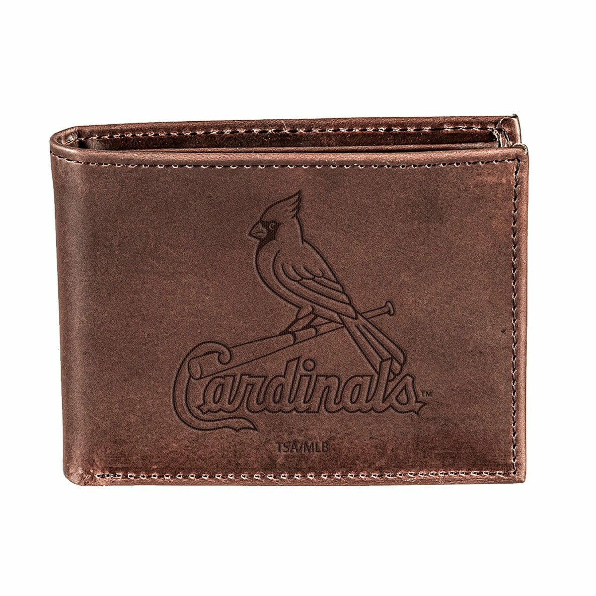 St Louis Cardinals Bi-Fold Wallet Brown 100% Genuine Leather - MLB Home