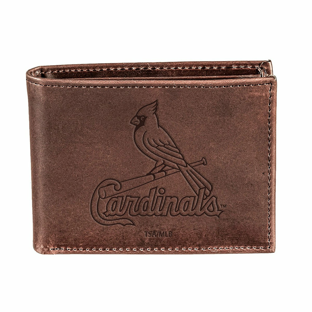 St Louis Cardinals Bi-Fold Wallet Brown 100% Genuine Leather - MLB Home