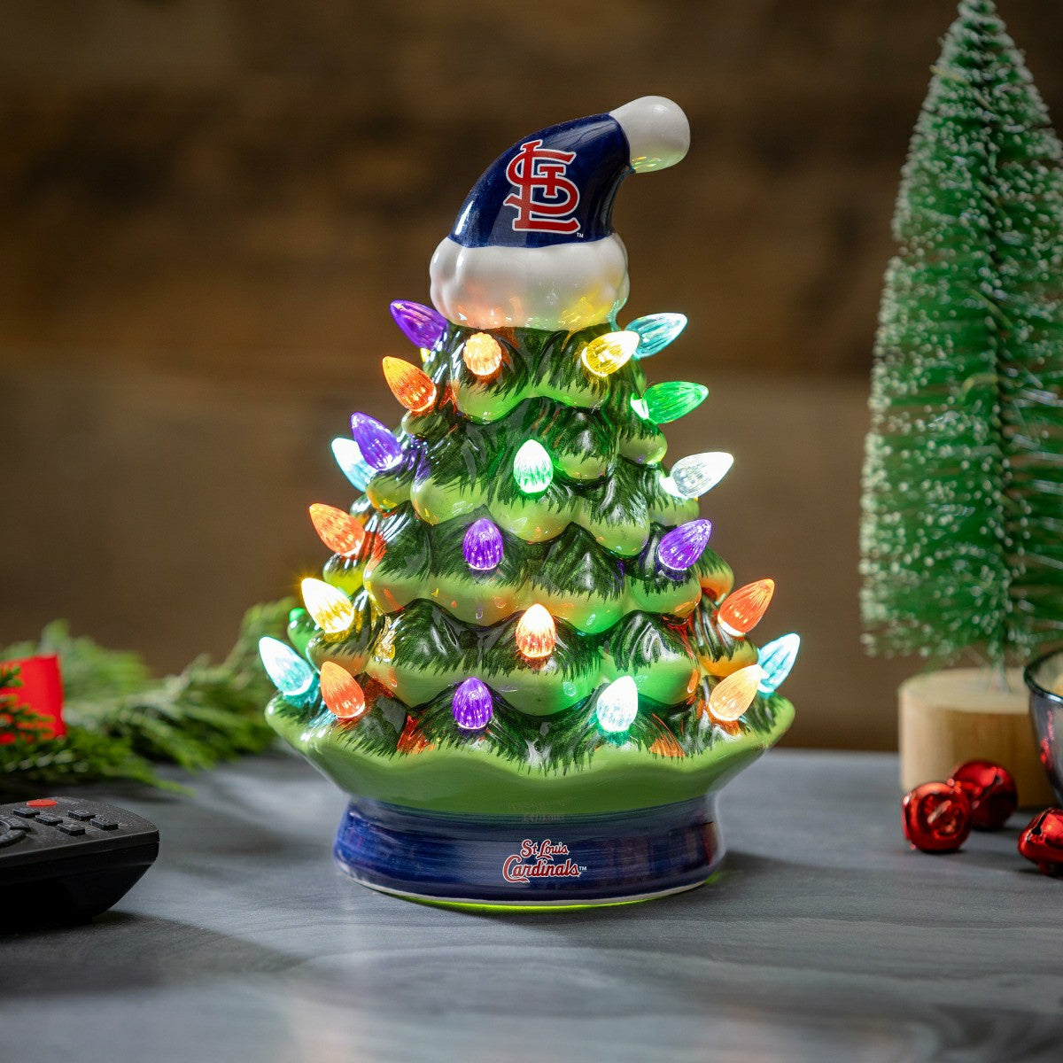 St Louis Cardinals 8" LED Ceramic Christmas Tree - MLB Home