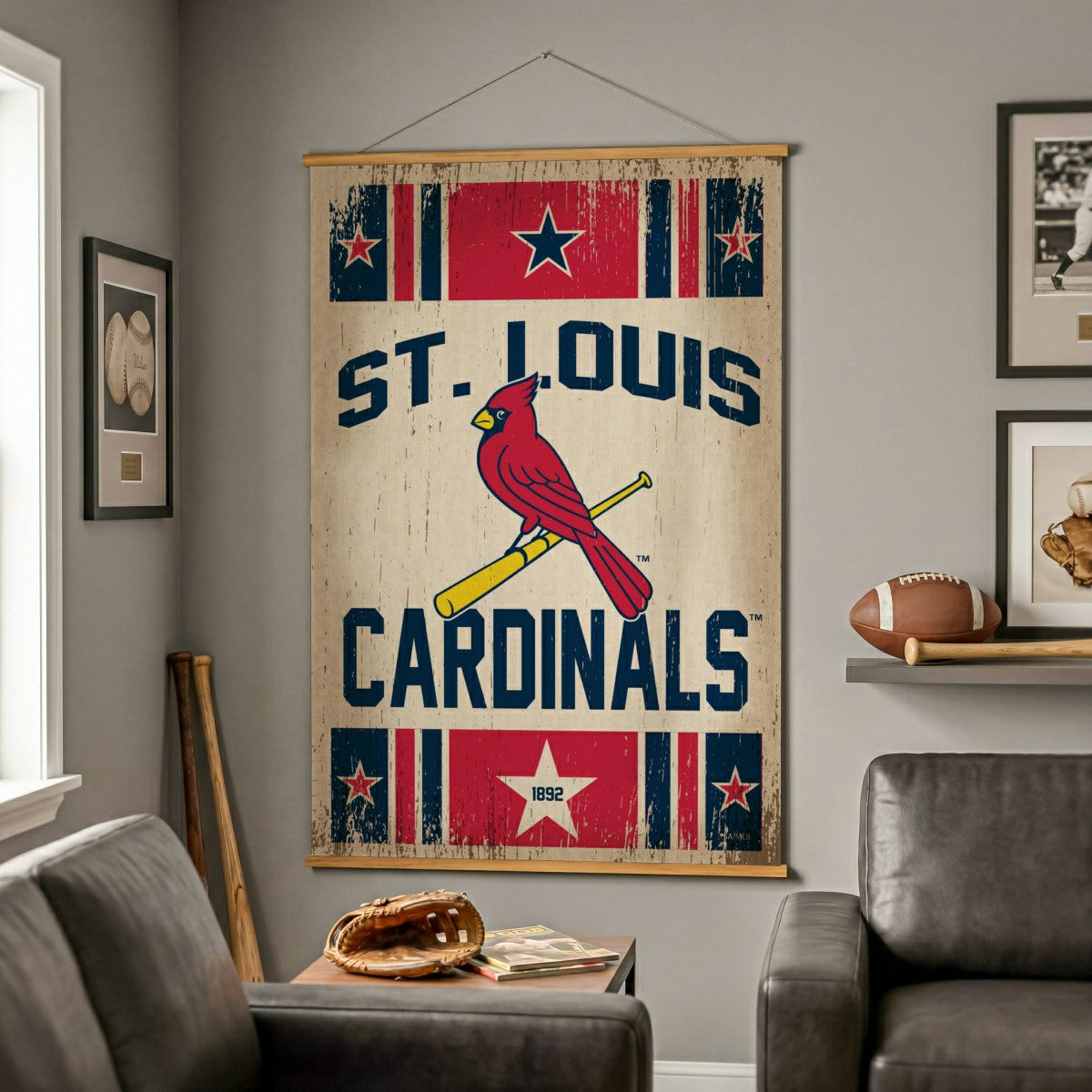 St Louis Cardinals, Canvas Wall Tapestry, Large, 54x36 - MLB Home