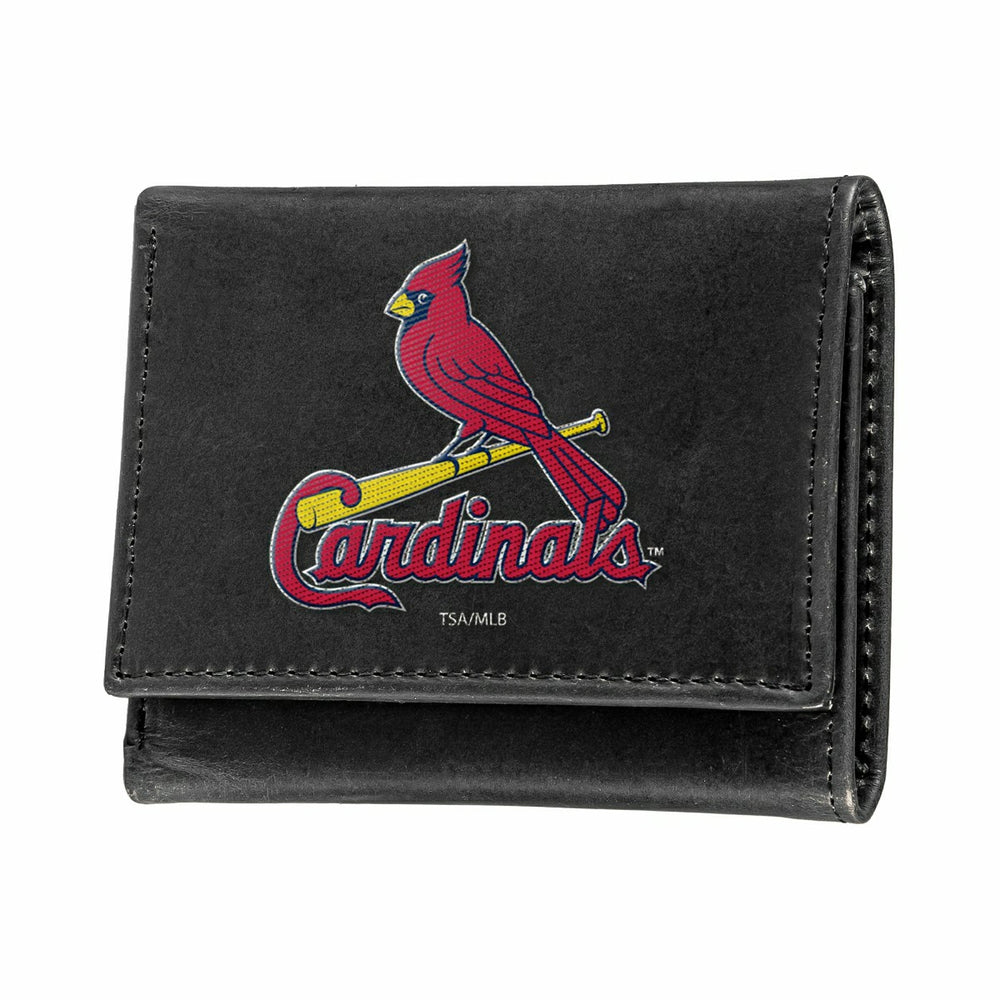 St Louis Cardinals Black Tri-Fold Embroidered Wallet w/ RFID Blocking - MLB Home