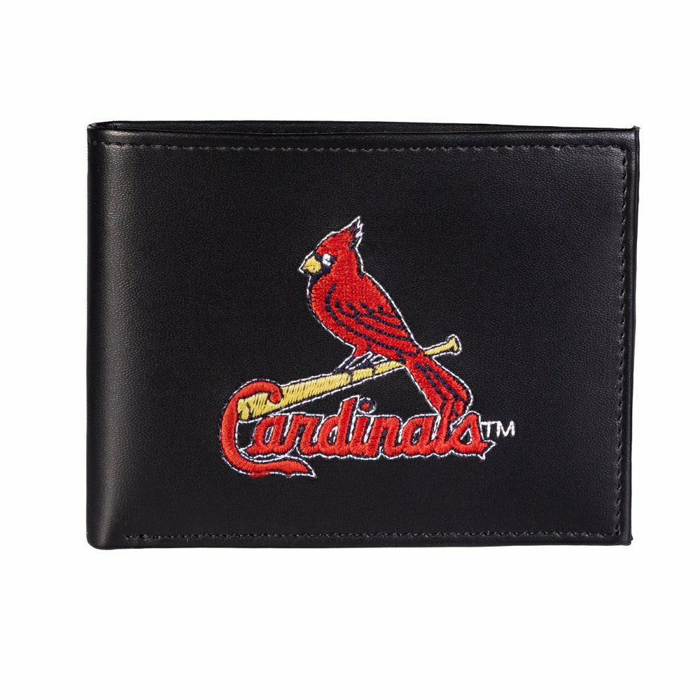 St Louis Cardinals Black Bi-Fold Embroidered Wallet w/ RFID Blocking - MLB Home
