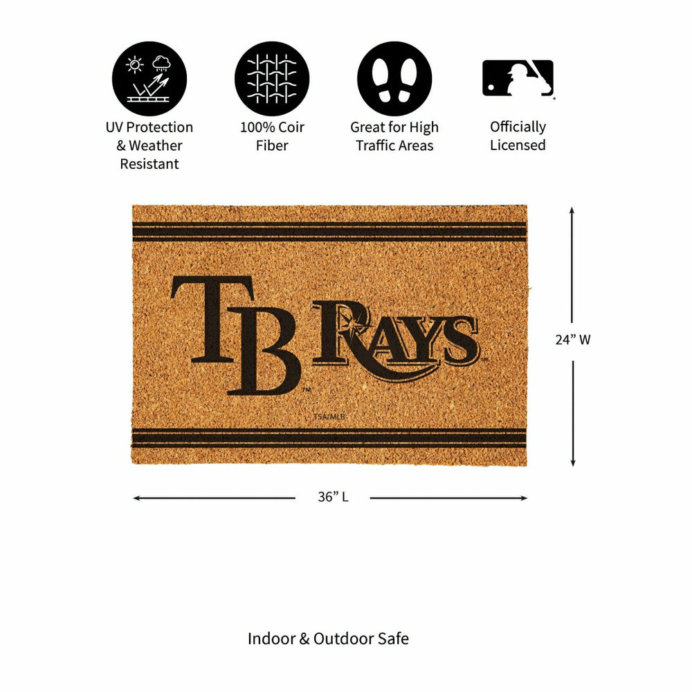Tampa Bay Rays Large One Color Coir Mat, 36"x24" - MLB