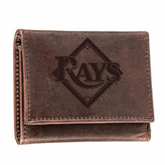 Tampa Bay Rays Tri-Fold Wallet Brown 100% Genuine Leather - MLB Home