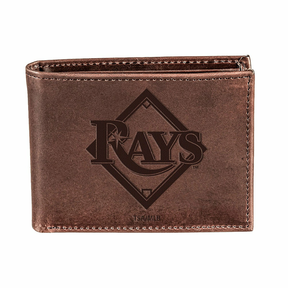 Tampa Bay Rays Bi-Fold Wallet Brown 100% Genuine Leather - MLB Home