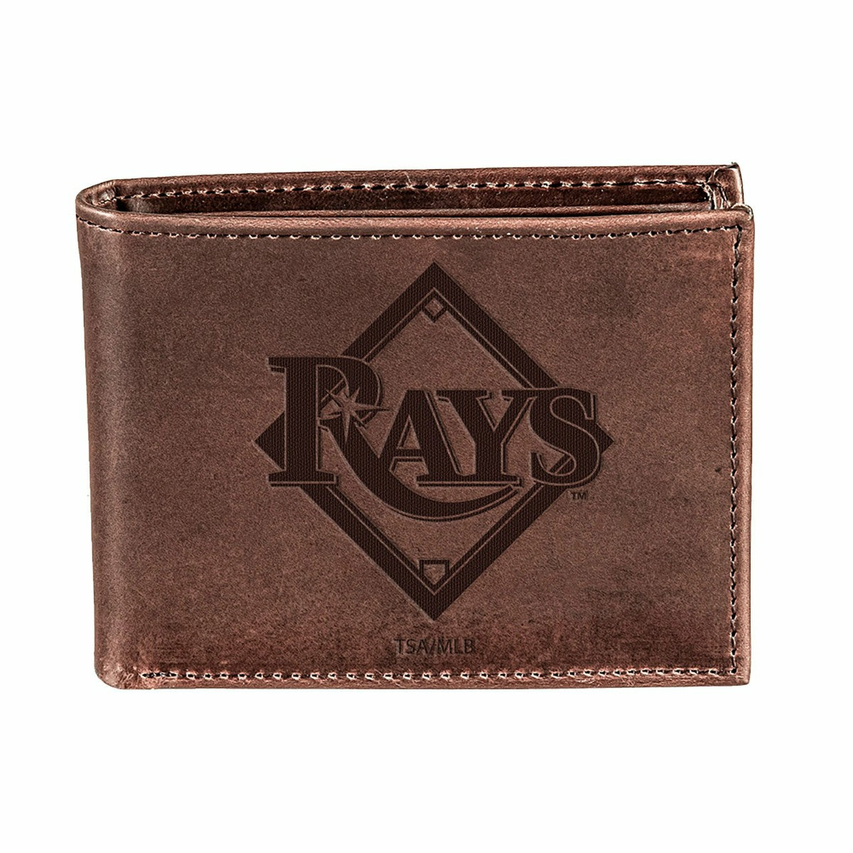 Tampa Bay Rays Bi-Fold Wallet Brown 100% Genuine Leather - MLB Home