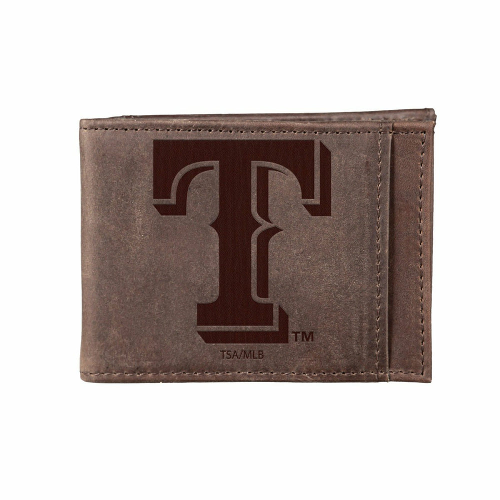 Texas Rangers Front Pocket Wallet w/ RFID Blocking Brown - MLB Home