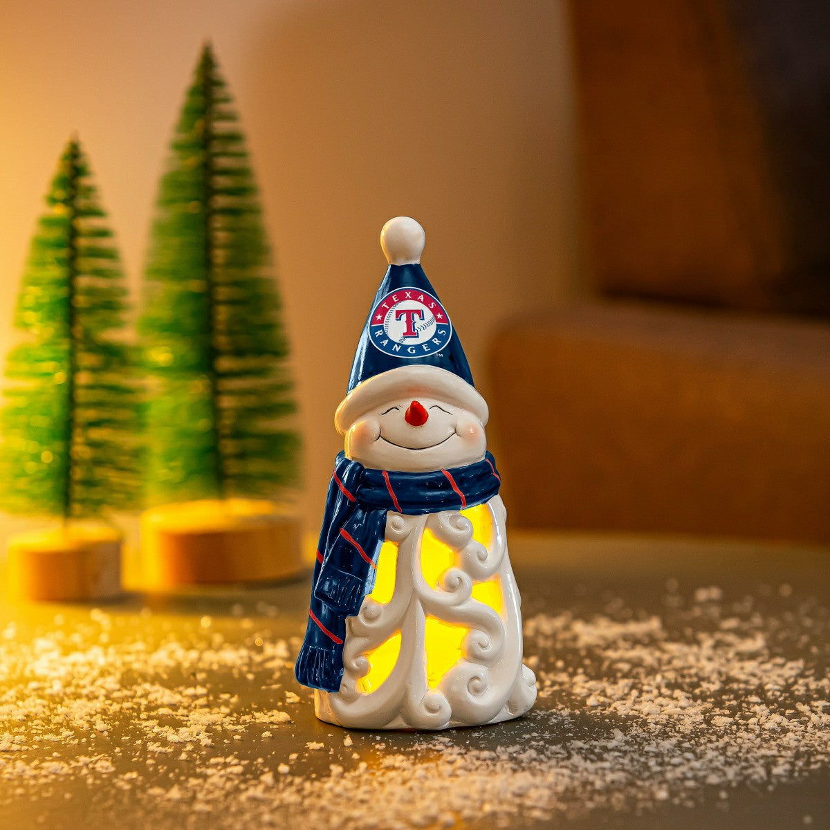 Texas Rangers Snowman LED Statuary, 8" - MLB Home