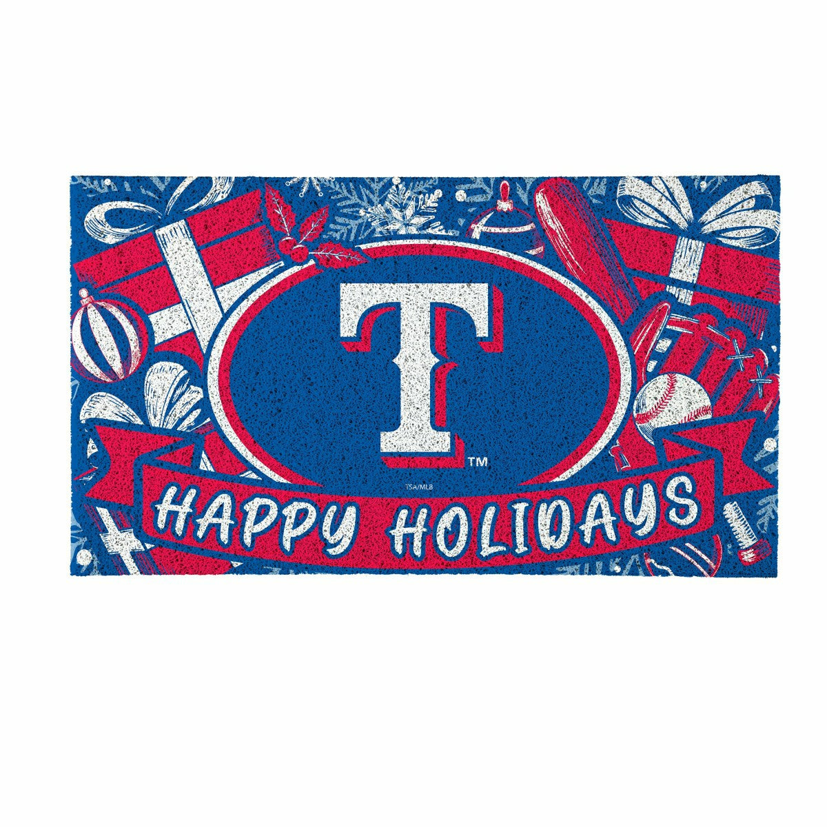 Texas Rangers Holiday PVC Mat, 28"x16" - MLB