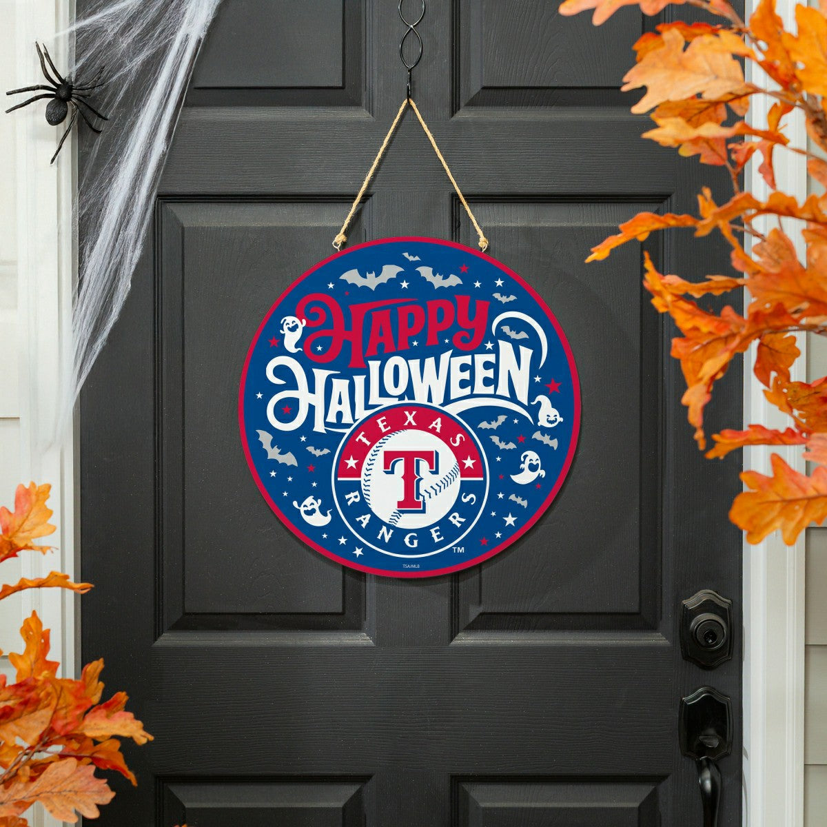 Texas Rangers Halloween Round Door Décor with Hanging Rope, 18x18 - MLB Home