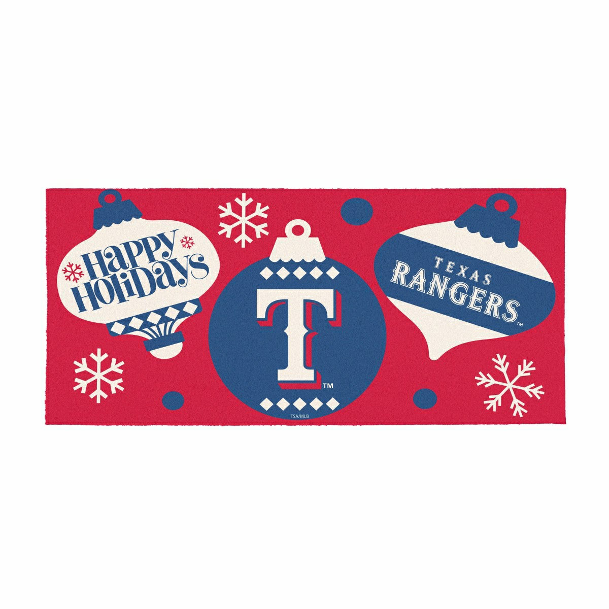 Texas Rangers Holiday Flocked Coir Sassafras Switch Mat, 22"x10" - MLB