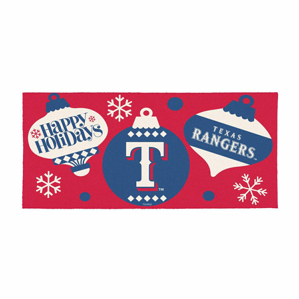 Texas Rangers Holiday Flocked Coir Sassafras Switch Mat, 22"x10" - MLB