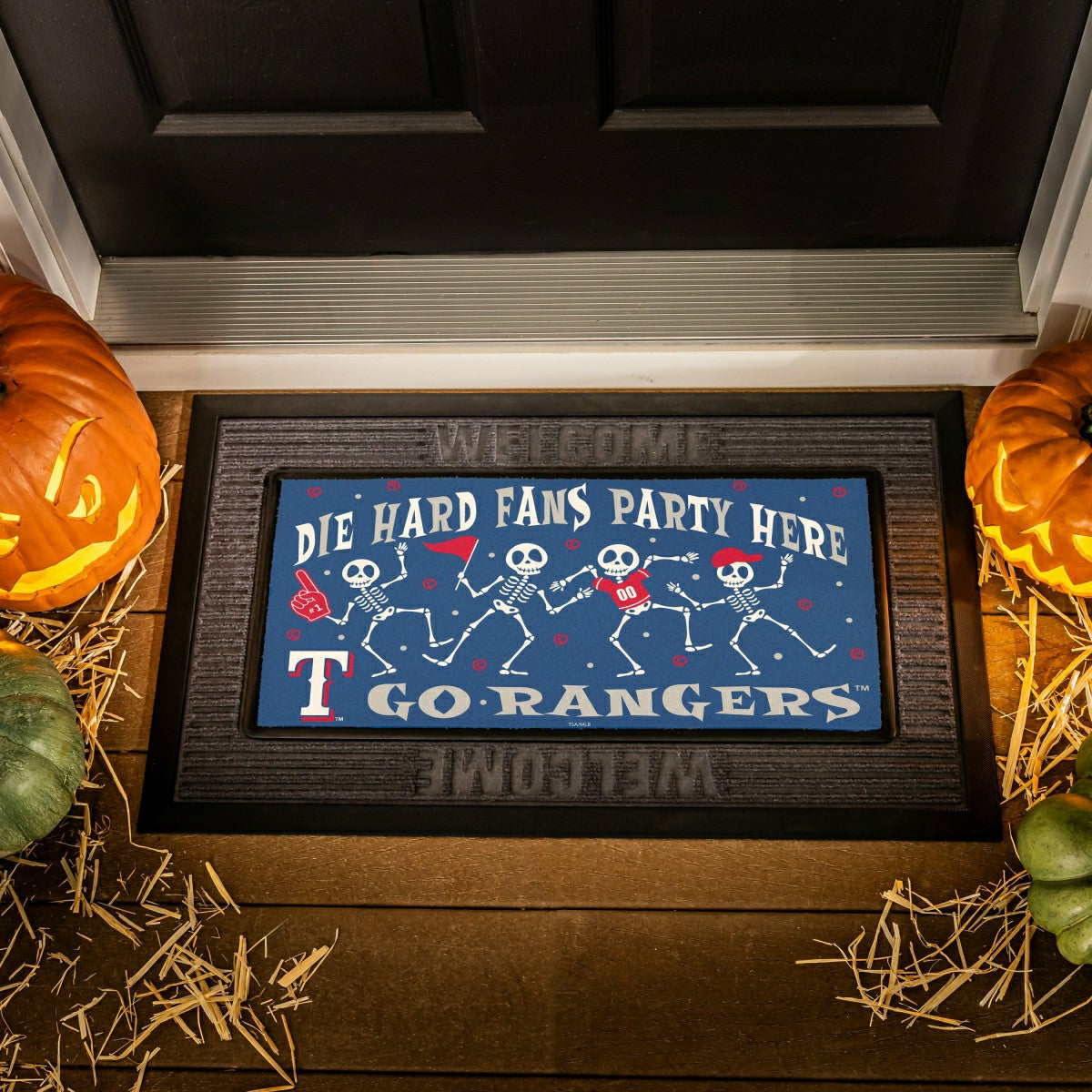 Texas Rangers Flocked Coir Halloween Sassafras Switch Mat, 22"x10" - MLB
