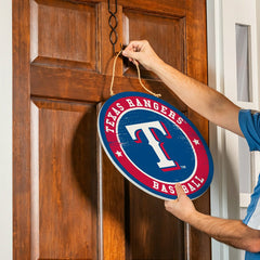 Texas Rangers Round Door Décor with Hanging Rope, 18x18 - MLB Home