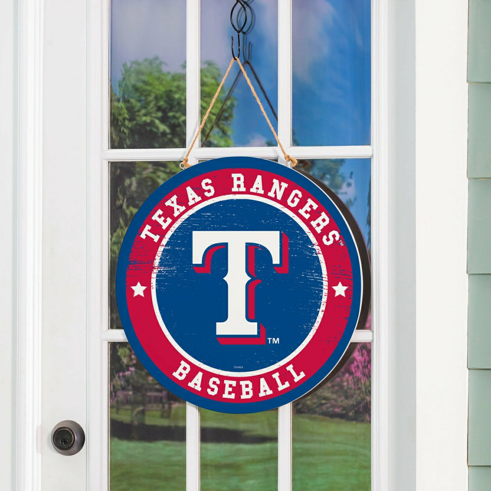 Texas Rangers Round Door Décor with Hanging Rope, 18x18 - MLB Home