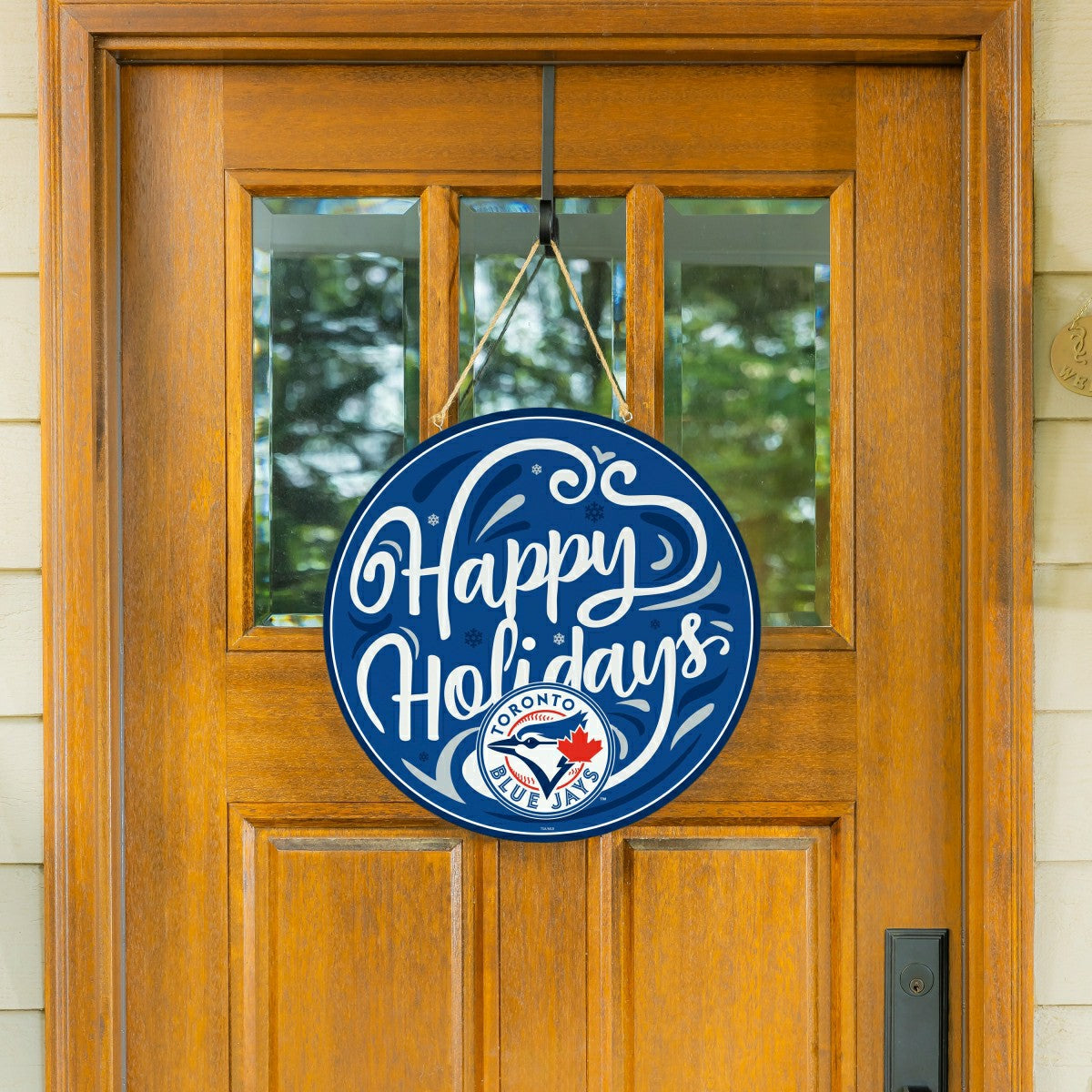Toronto Blue Jays Holiday Round Door Décor with Hanging Rope, 18x18 - MLB Home