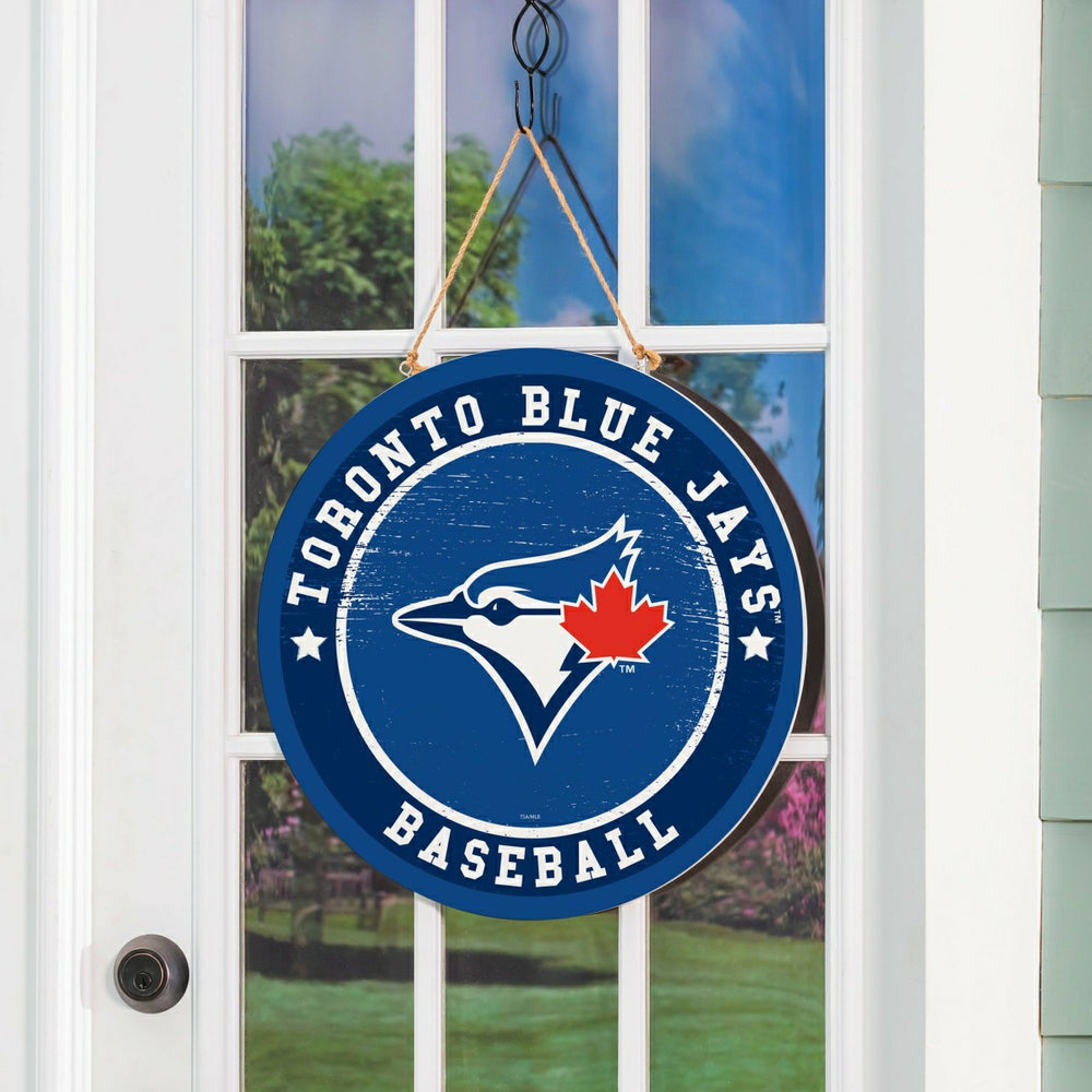 Toronto Blue Jays Round Door Décor with Hanging Rope, 18x18 - MLB Home
