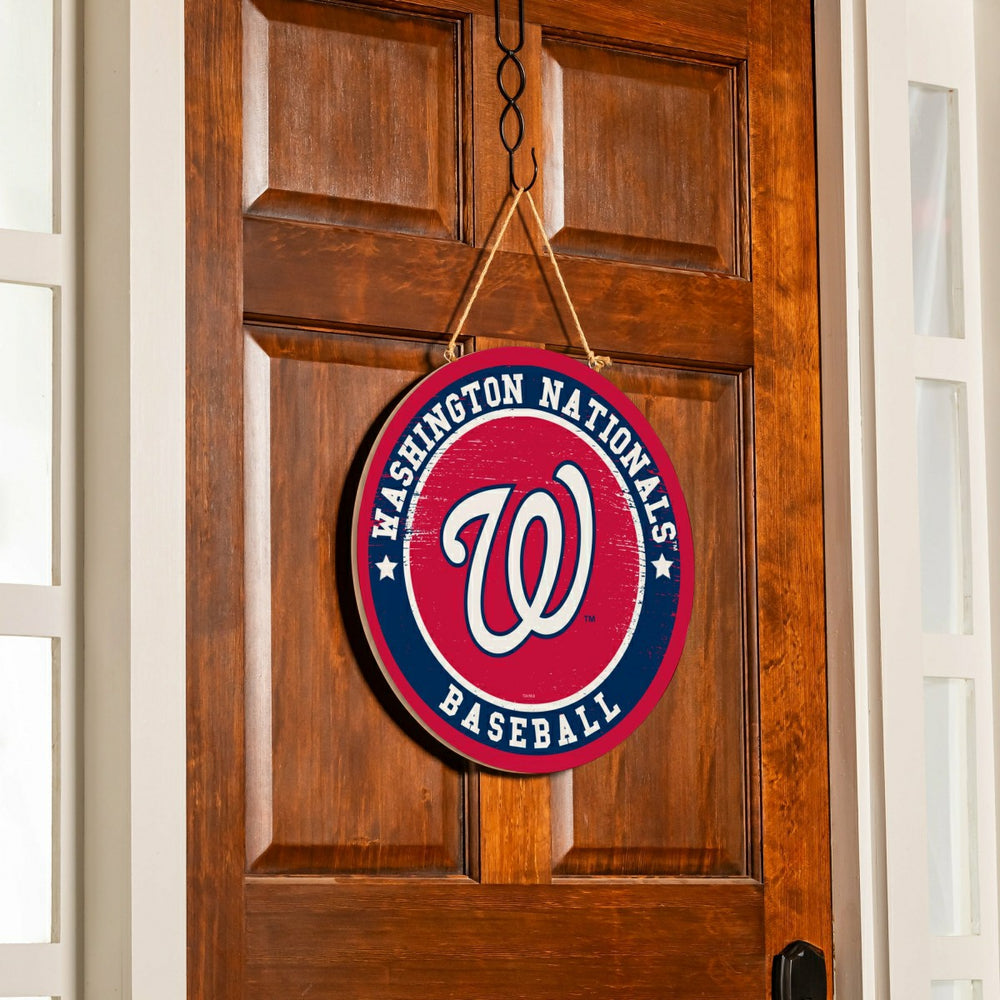 Washington Nationals Round Door Décor with Hanging Rope, 18x18 - MLB Home