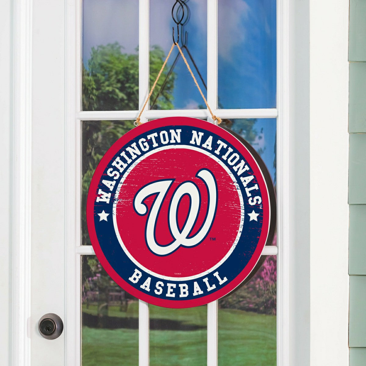 Washington Nationals Round Door Décor with Hanging Rope, 18x18 - MLB Home