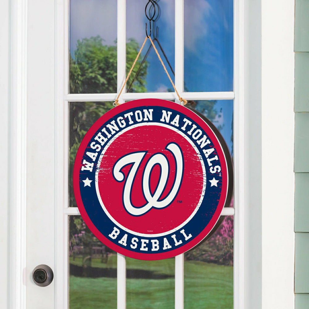 Washington Nationals Round Door Décor with Hanging Rope, 18x18 - MLB Home