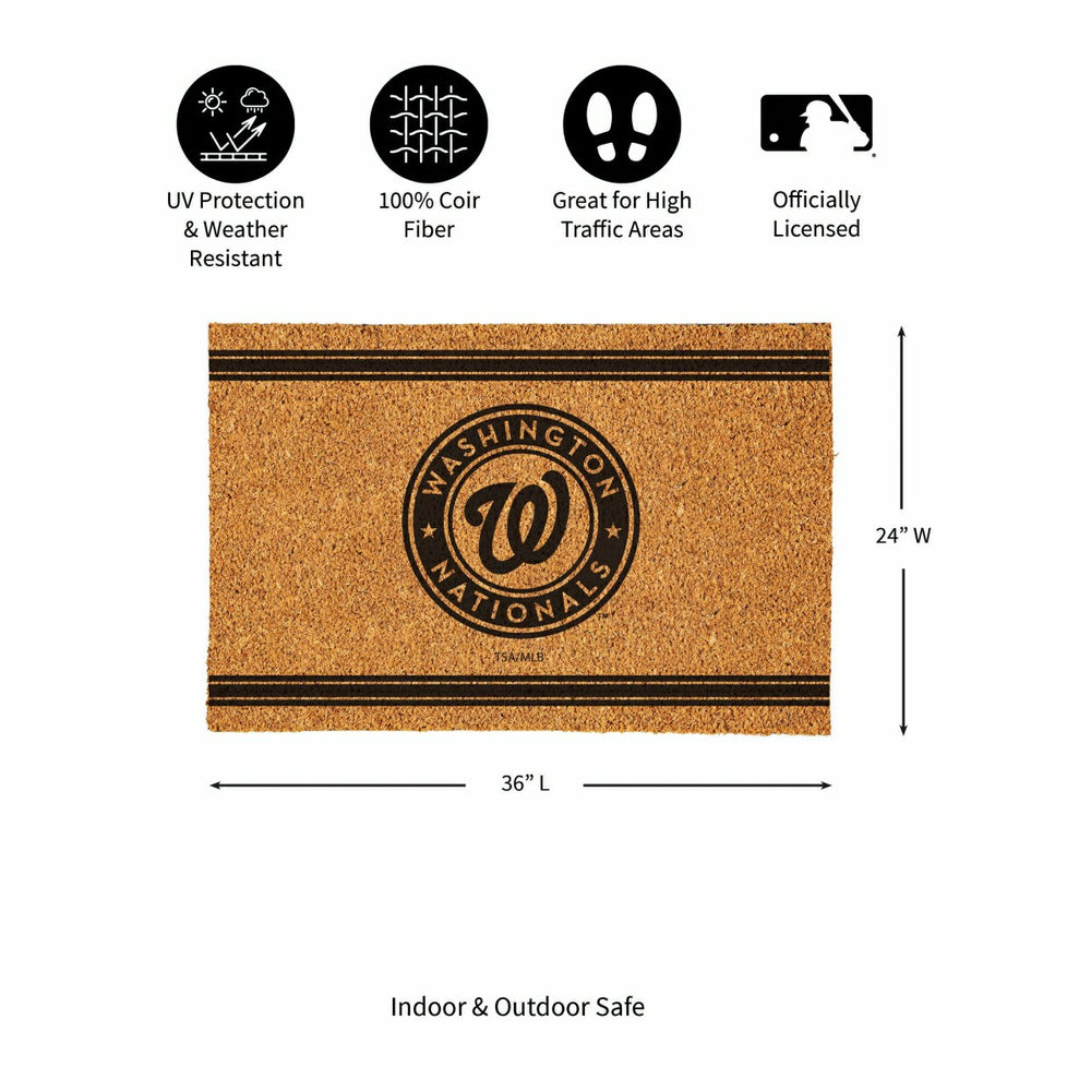 Washington Nationals Large One Color Coir Mat, 36"x24" - MLB