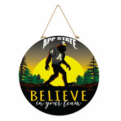 Appalachian State University Bigfoot Round Door Décor with Hanging Rop - Collegiate Home