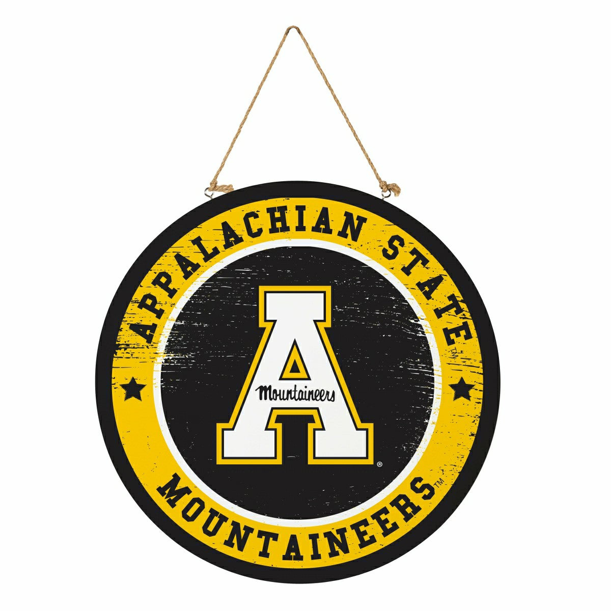 Appalachian State University Round Door Décor with Hanging Rope, 18x18 - Collegiate Home
