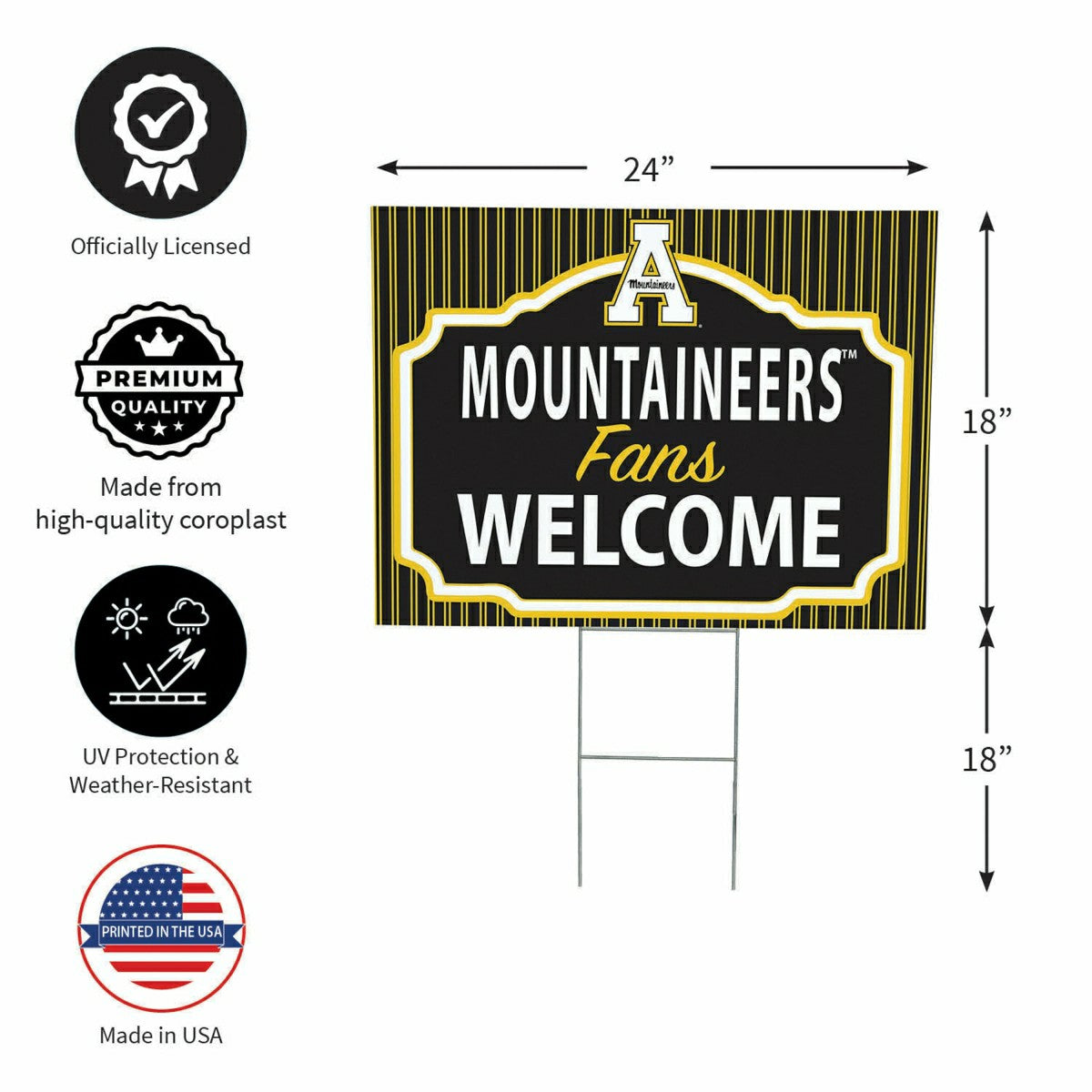 Appalachian State University Coroplast Yard Sign, "Fans Welcome" - Collegiate Home