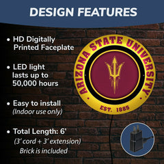 Arizona State University, Metal Lite, Round - Collegiate