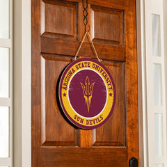 Arizona State University Round Door Décor with Hanging Rope, 18x18 - Collegiate Home