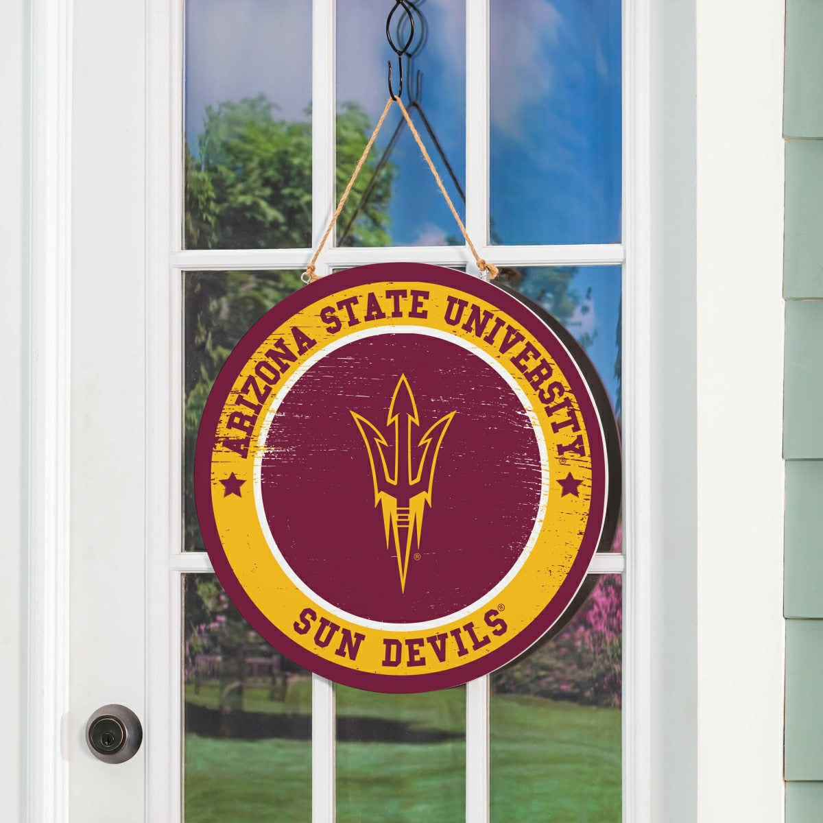Arizona State University Round Door Décor with Hanging Rope, 18x18 - Collegiate Home