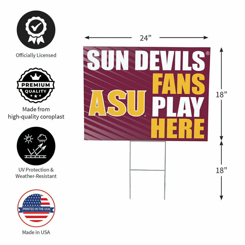 Arizona State University Coroplast Yard Sign "Fans Play Here" - Collegiate Home