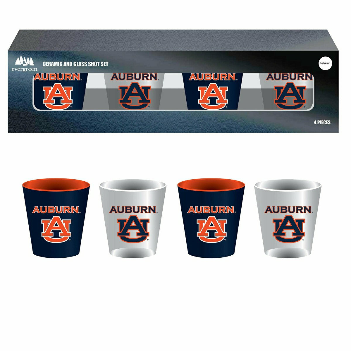 Auburn University 4-Piece Ceramic and Glass 2oz. Shot Glass Set - Collegiate Home