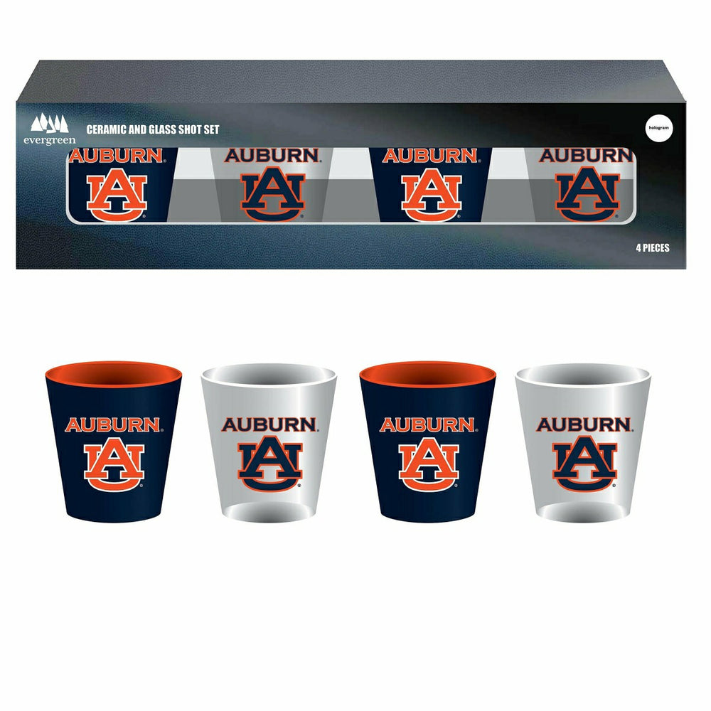 Auburn University 4-Piece Ceramic and Glass 2oz. Shot Glass Set - Collegiate Home