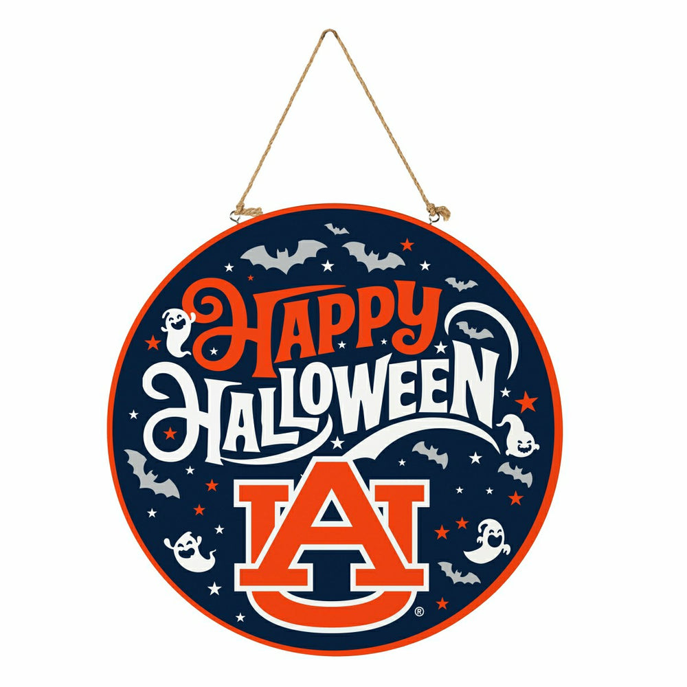 Auburn University Halloween Round Door Décor with Hanging Rope, 18x18 - Collegiate Home