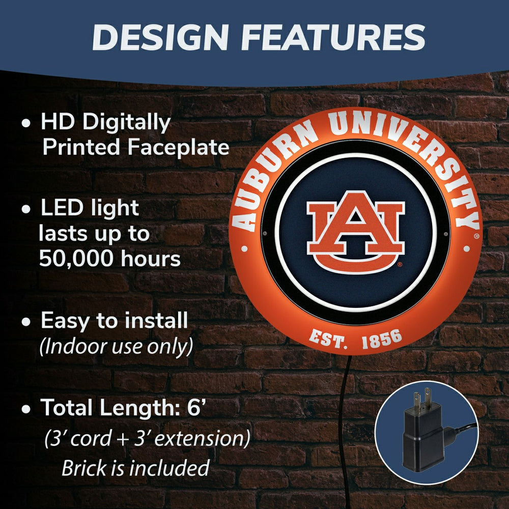 Auburn University, Metal Lite, Round - Collegiate