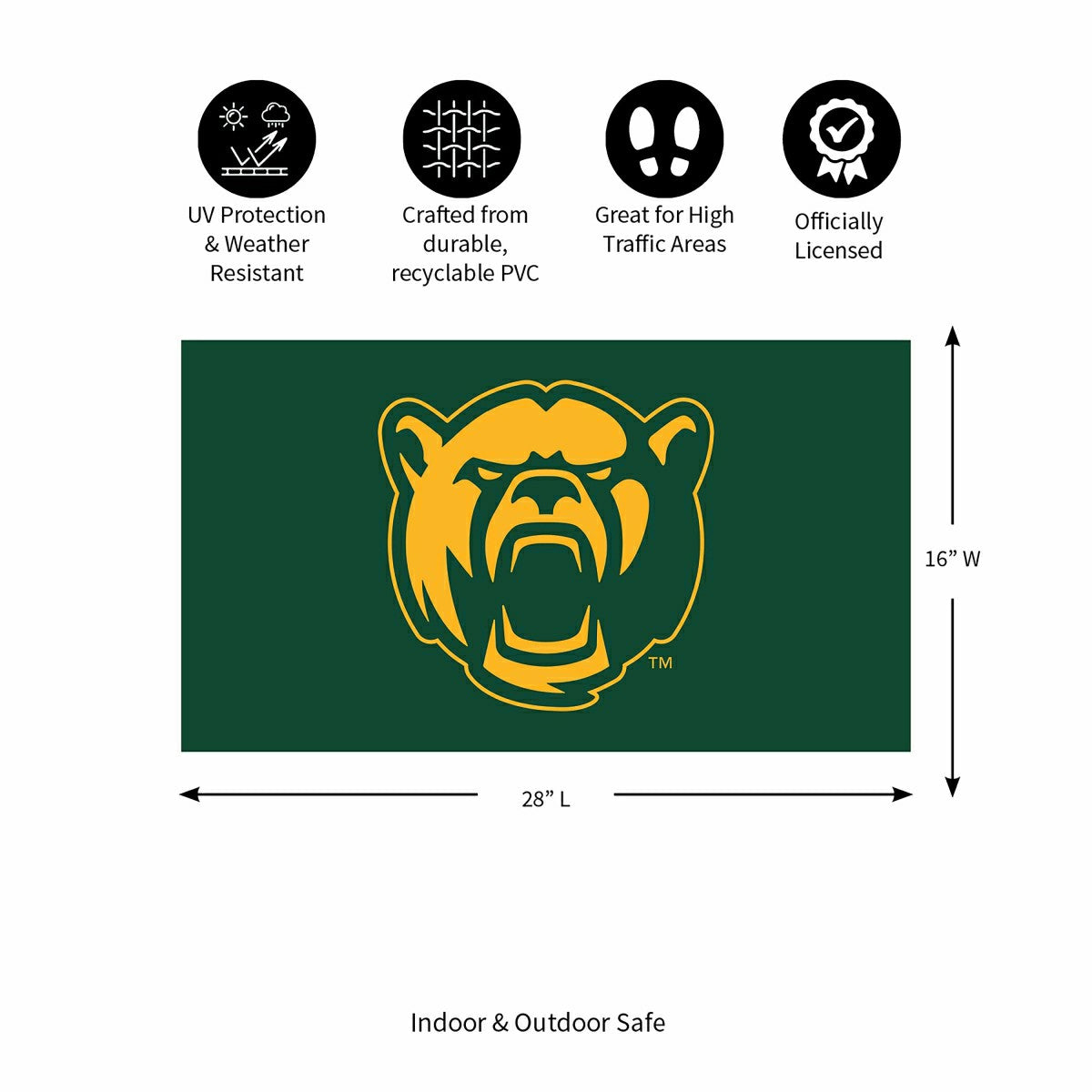 Full Color PVC Mat, 16" x 28", Baylor University - Collegiate