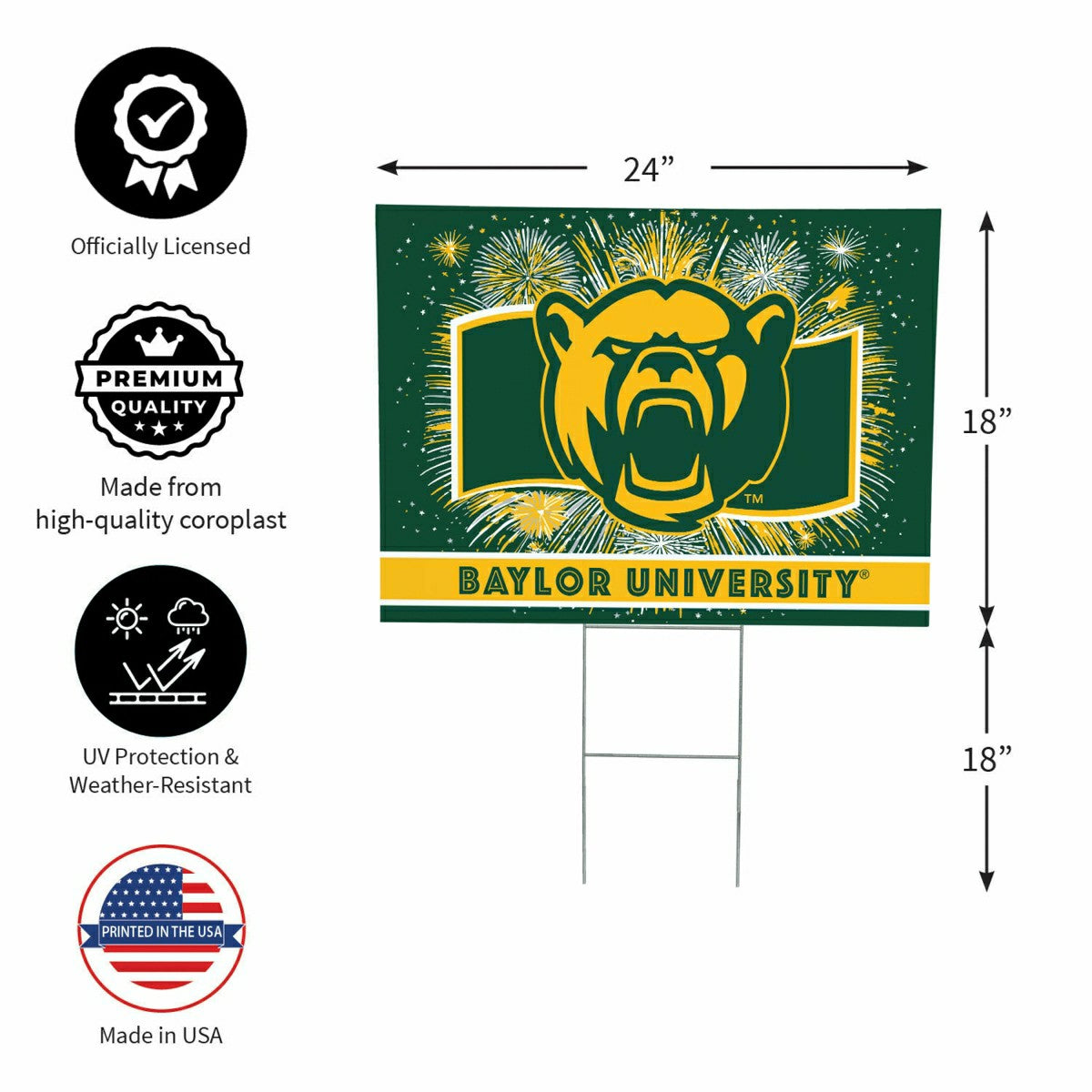 Baylor University Yard Sign, Patriotic - Collegiate Home