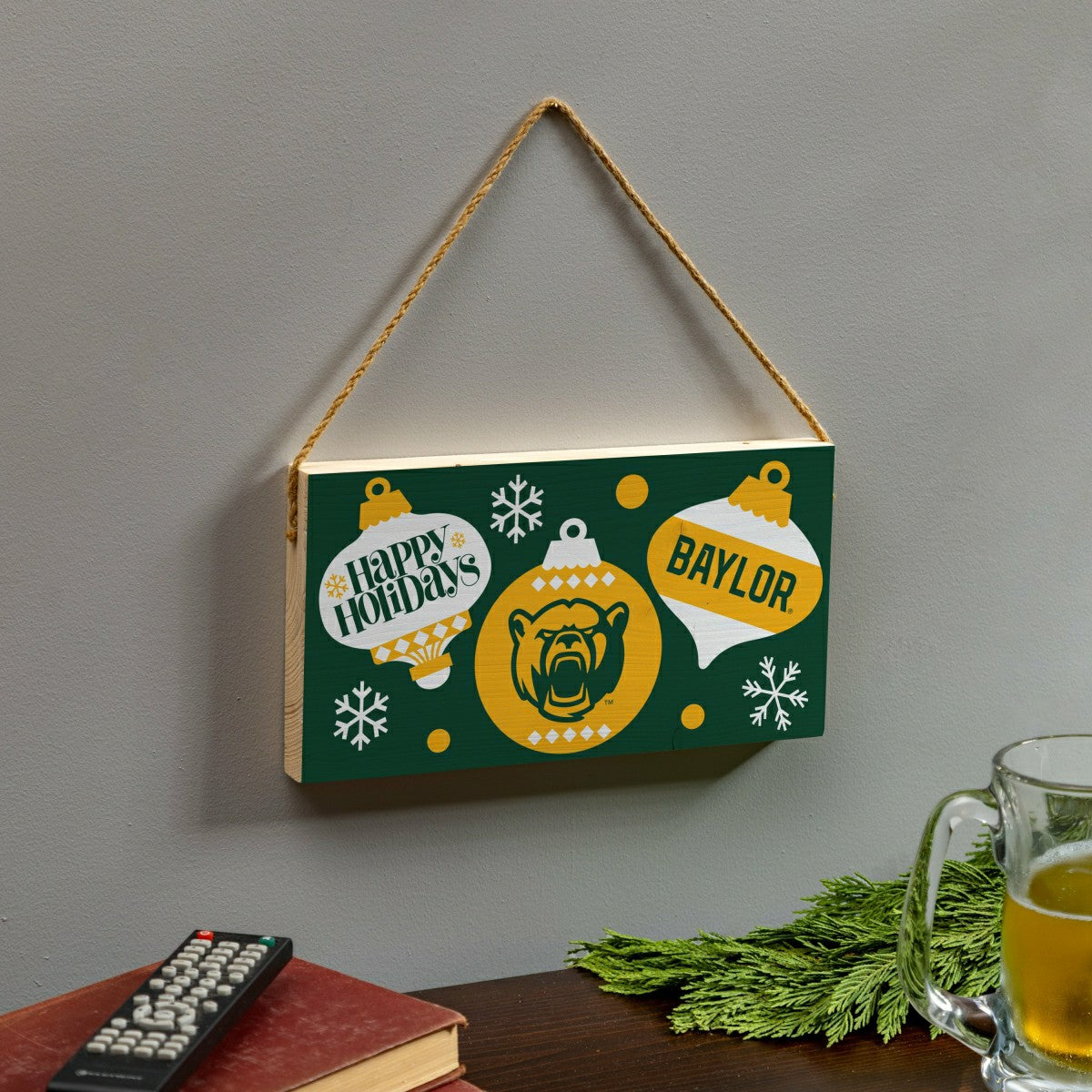 Baylor University Holiday Wood Wall Sign, 6x11 - Collegiate Home