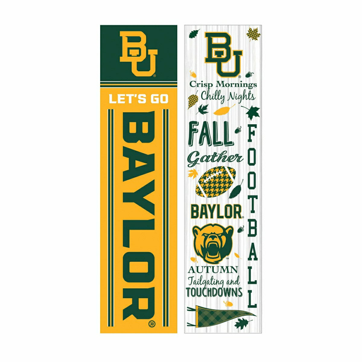 46" Double Sided Leaner, Baylor University, Fall Seasonal - Collegiate Home